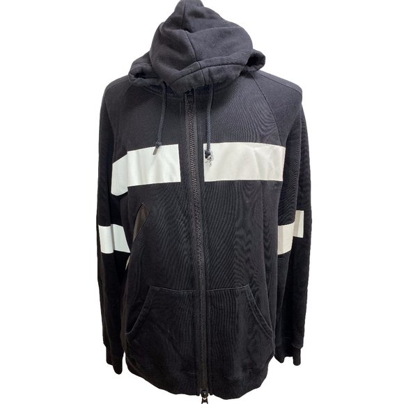 100% Authentic Givenchy Men's Black/White Zip Up Hoodie XLarge - Picture 1 of 13